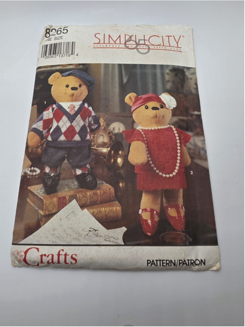 Vintage Simplicity 8265 Teddy Bear & Clothes Sewing Pattern 15" Bear Uncut